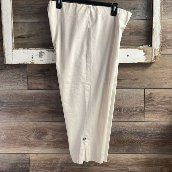 CLICK by COLOR ME COTTON Ladies Tan Cropped Elastic Waist Wider Leg Pants PL - Picture 6 of 8